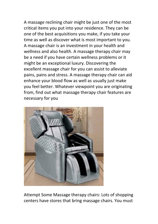 Top 5 tips to choose the Best massage chair