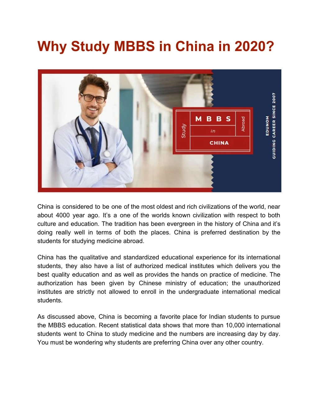 why study mbbs in china in 2020
