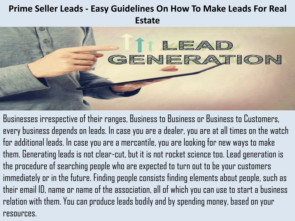 prime seller leads easy guidelines on how to make leads for real estate