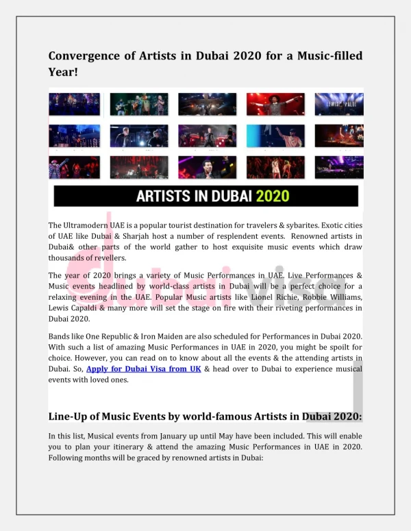 Convergence of Artists in Dubai 2020 for a Music-filled Year!