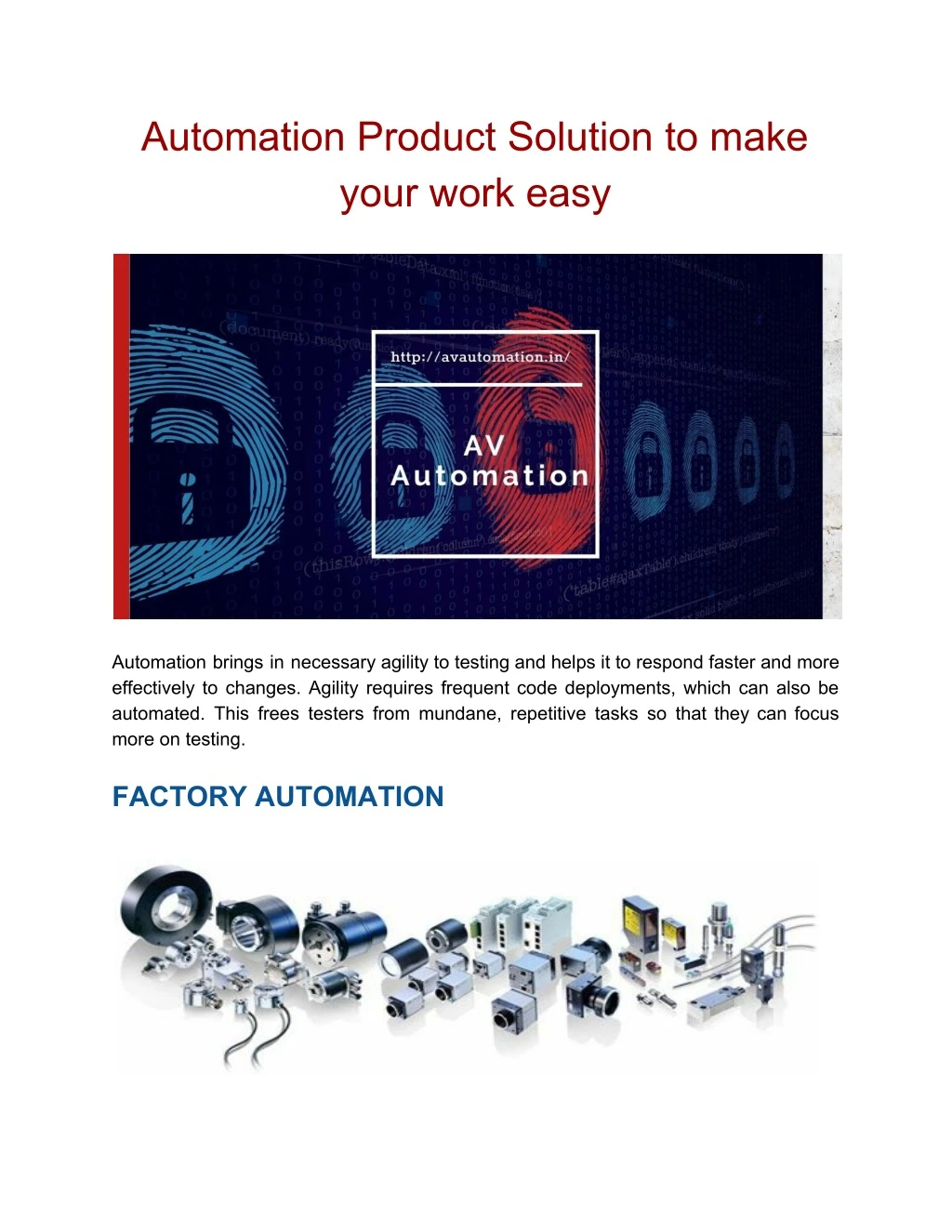 automation product solution to make your work easy