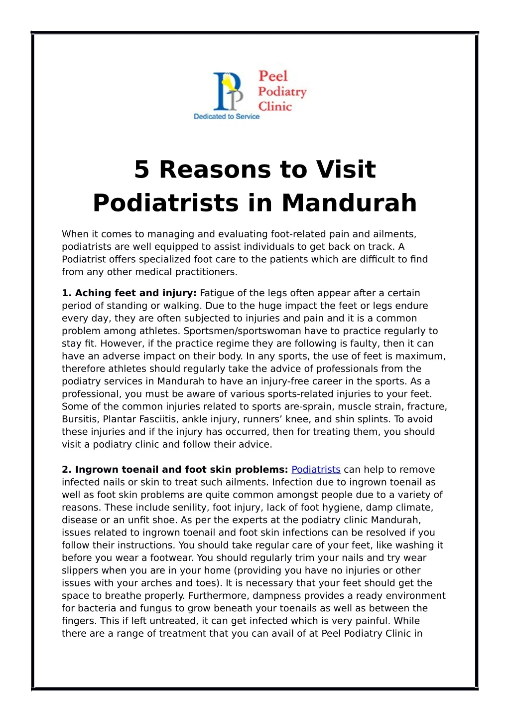 5 reasons to visit podiatrists in mandurah