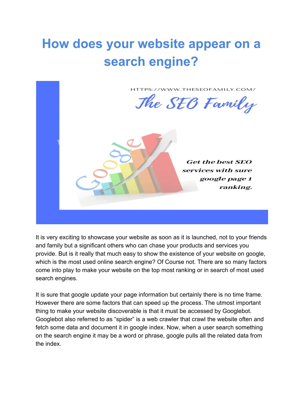 how does your website appear on a search engine