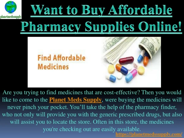 Pharmacy Supplies Online | Planet Meds Supply