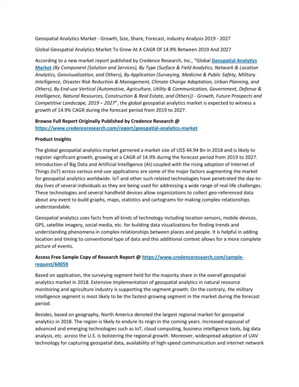 geospatial analytics market growth size share