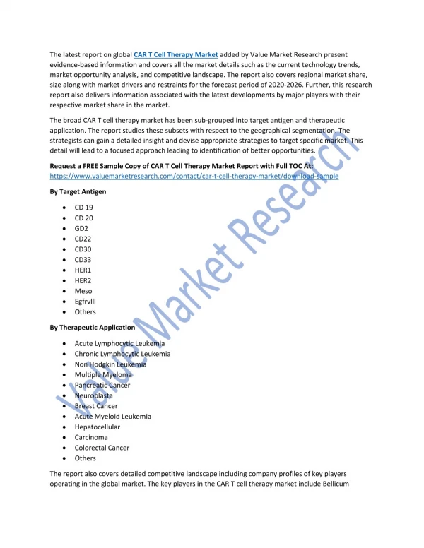 the latest report on global car t cell therapy