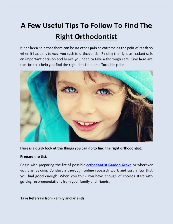 a few useful tips to follow to find the right