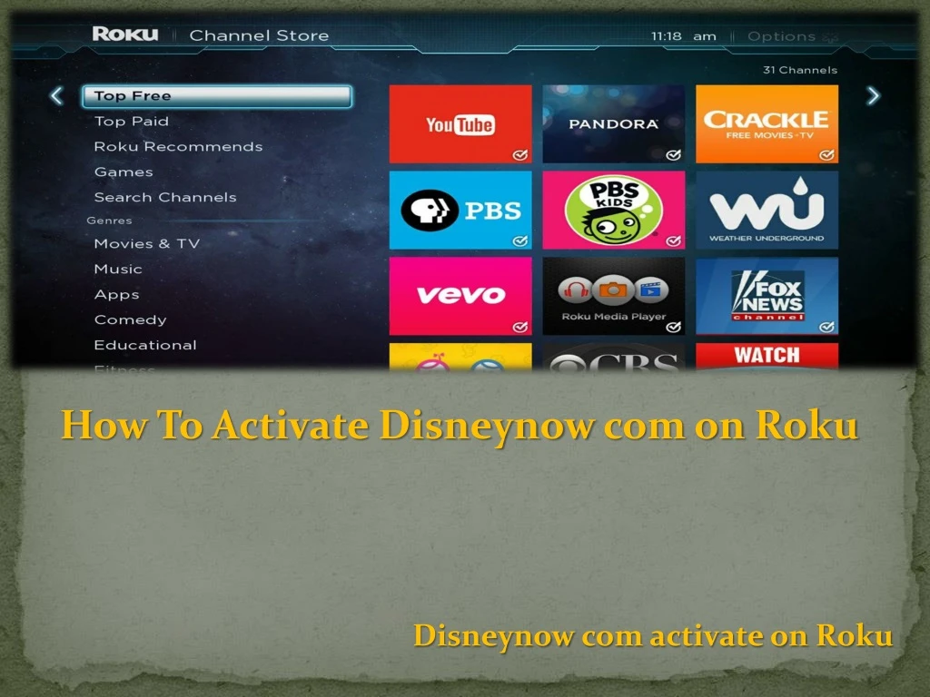 how to activate disneynow com on roku