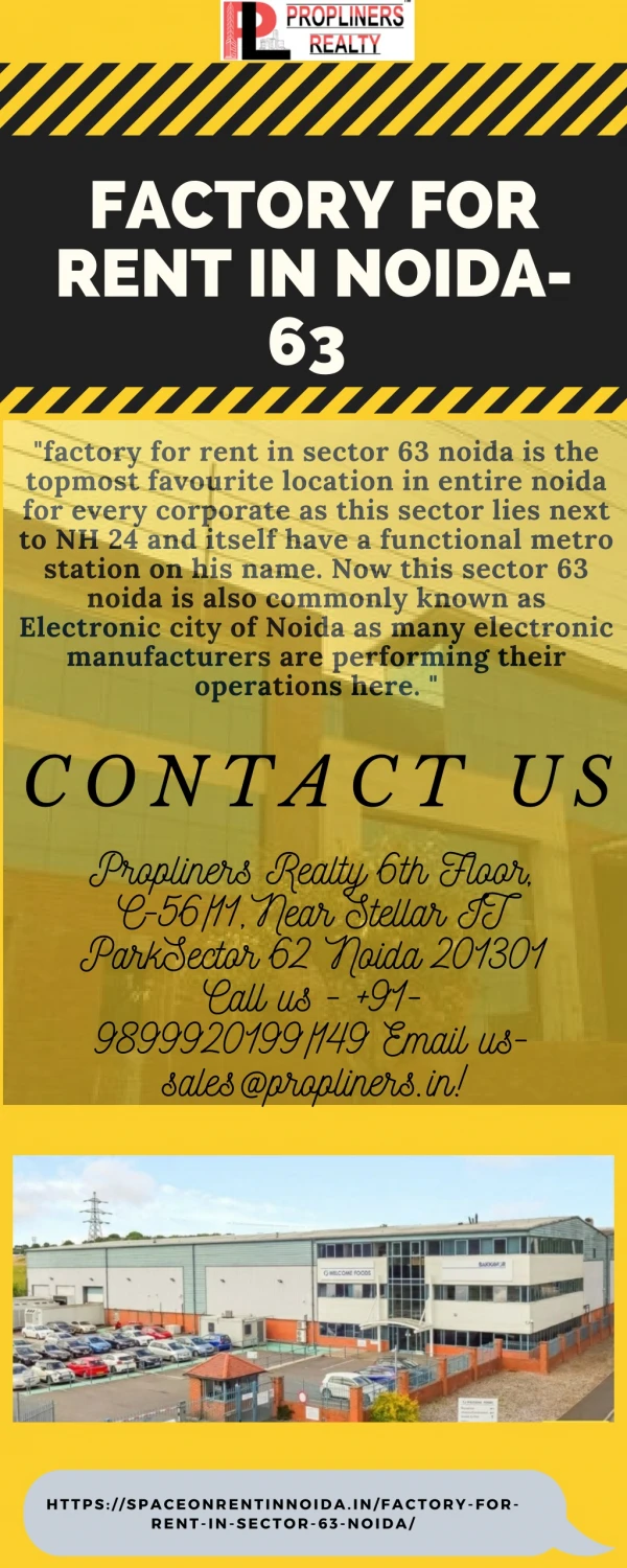Factory For Rent In Noida Sector 63 Noida 9899920199