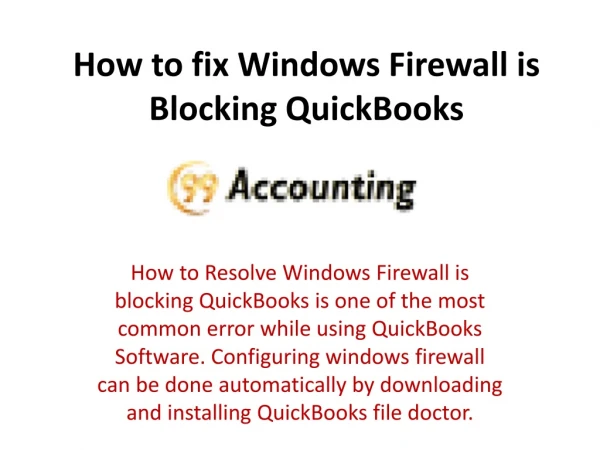 When Windows Firewall is Blocking Quickbooks 2016