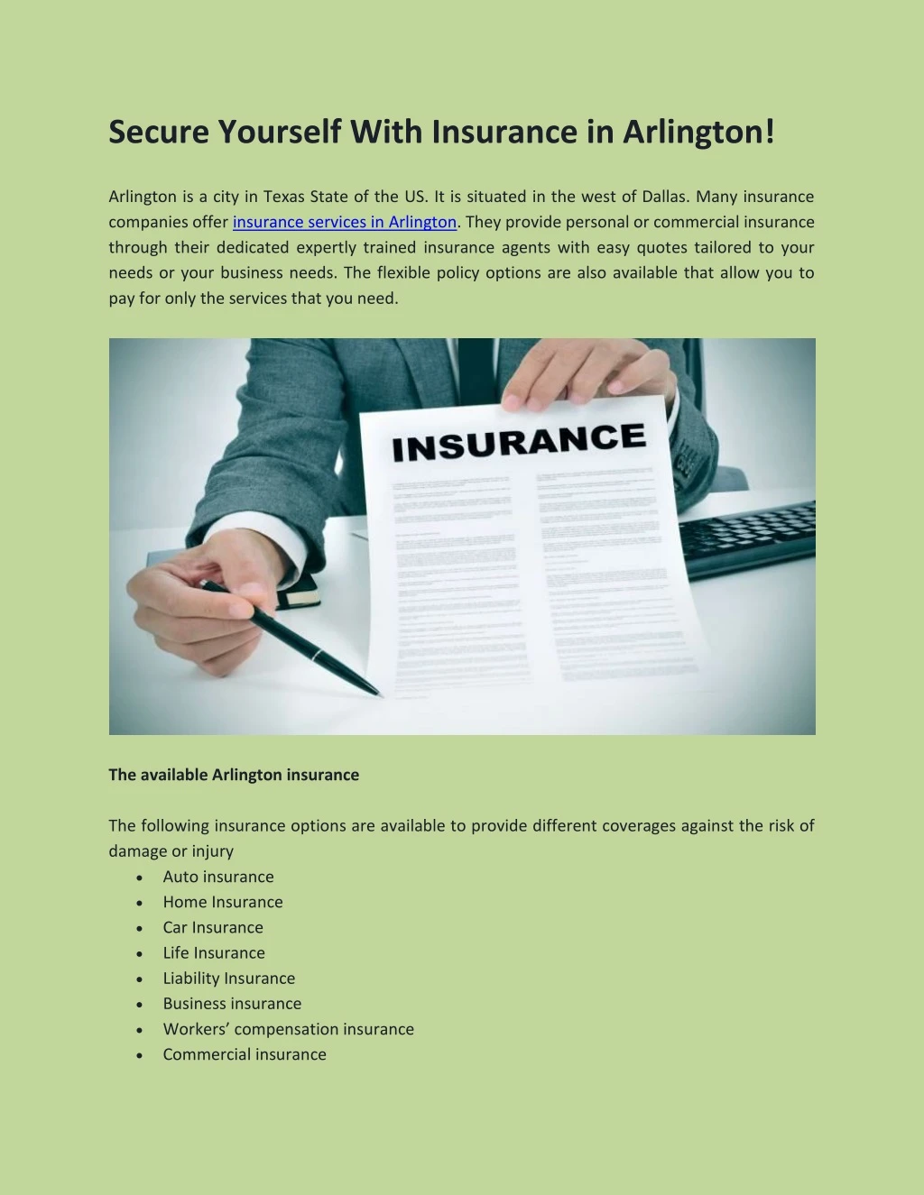 secure yourself with insurance in arlington