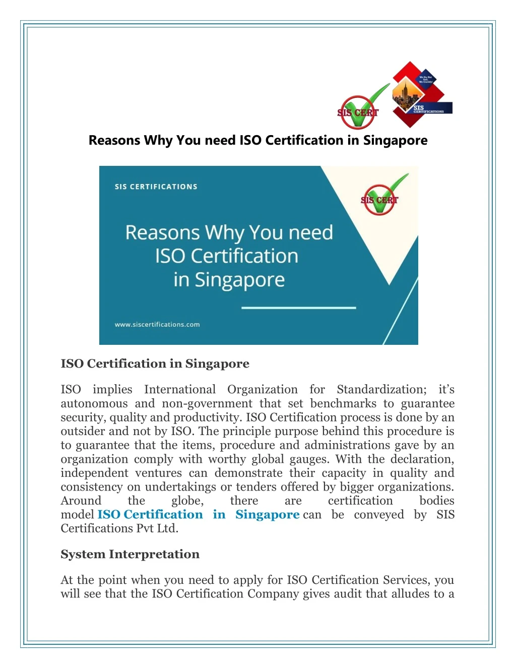 reasons why you need iso certification