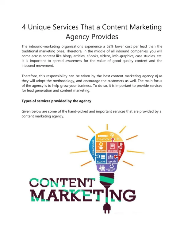 4 Unique Services That a Content Marketing Agency Provides