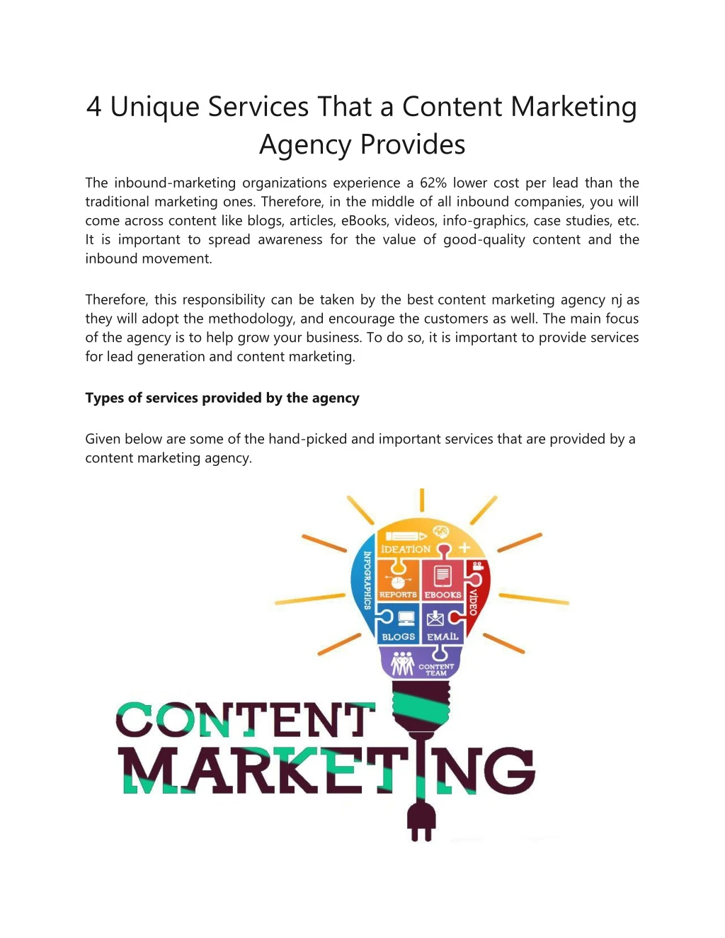 4 unique services that a content marketing agency