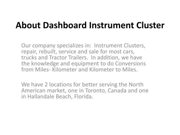 about dashboard instrument cluster