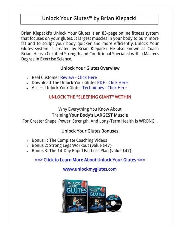 (PDF) Unlock Your Glutes PDF Free Download: Brian Klepacki eBook