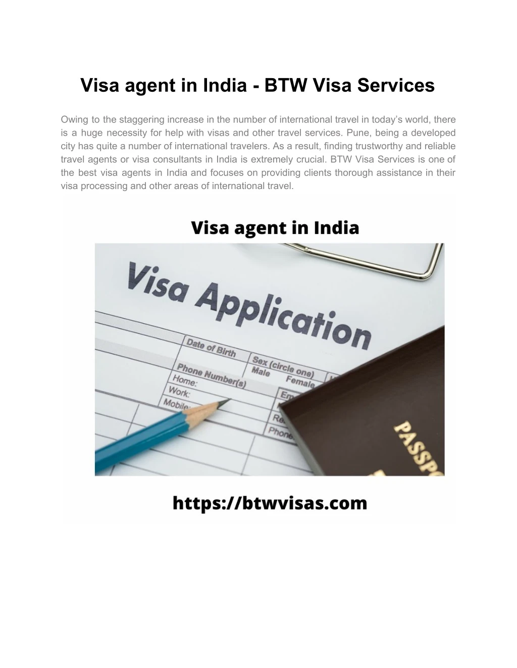 visa agent in india btw visa services