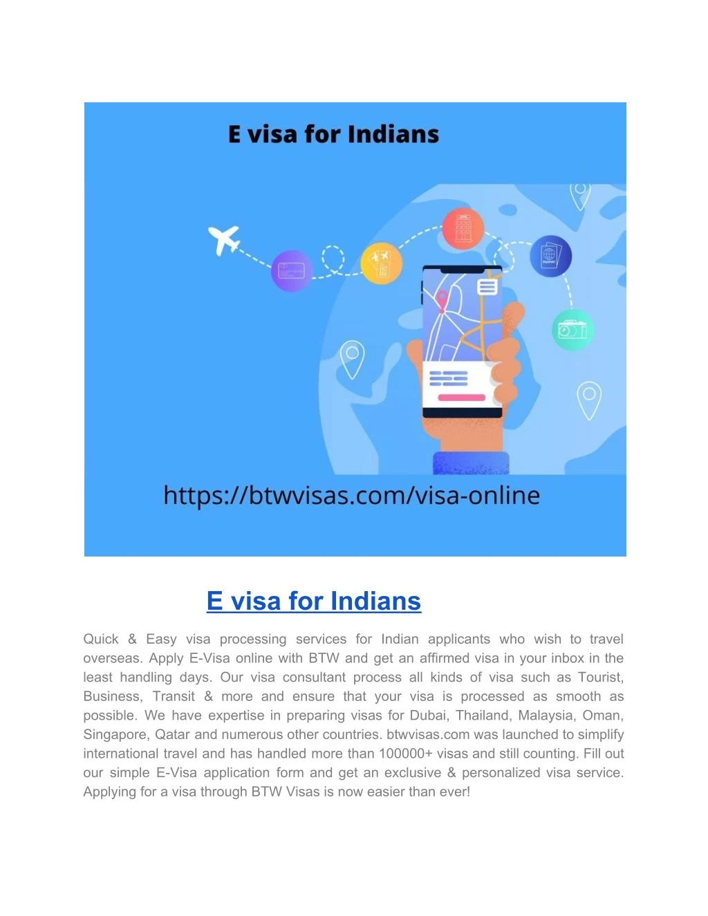 e visa for indians