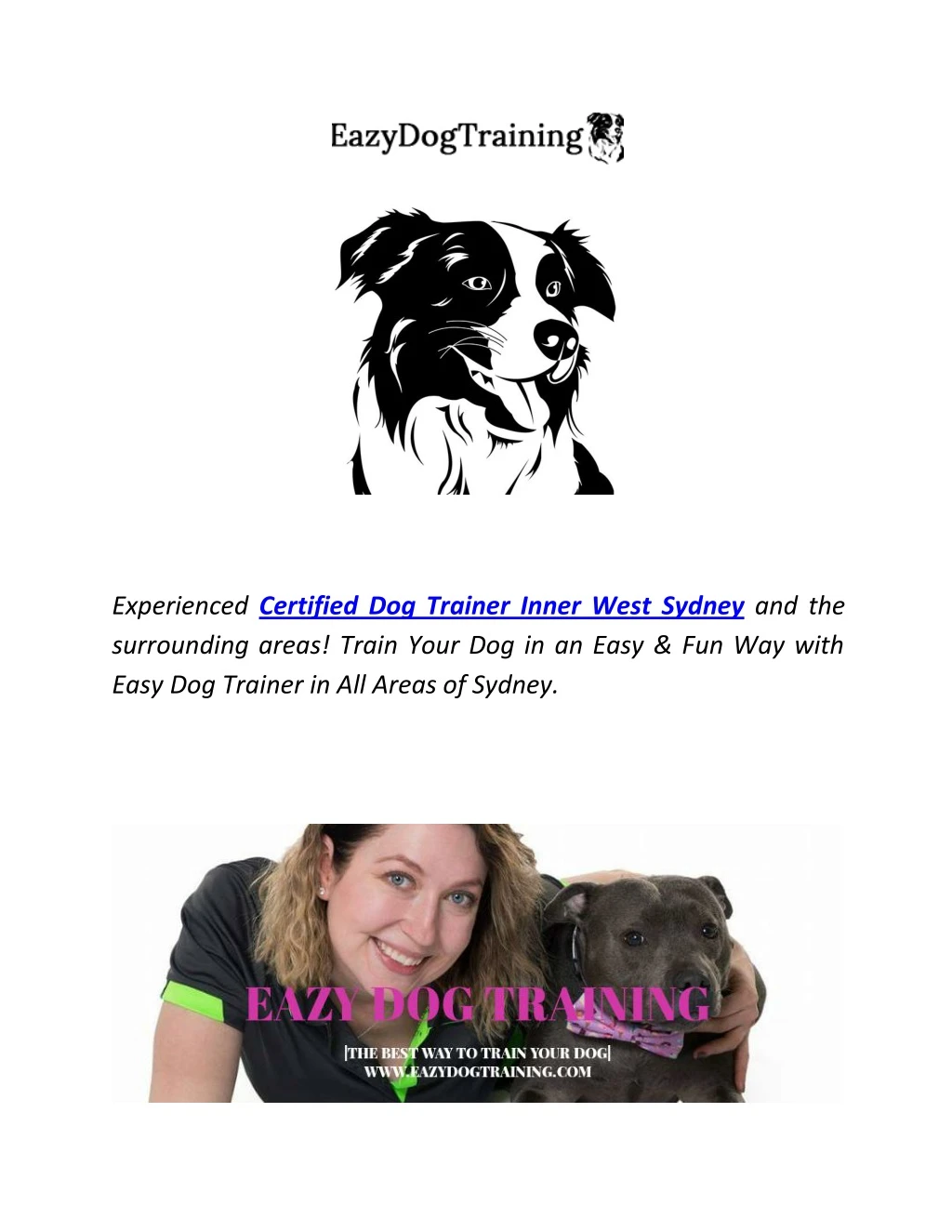 experienced certified dog trainer inner west
