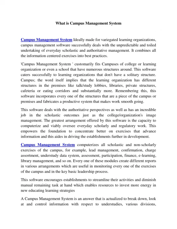 what is campus management system