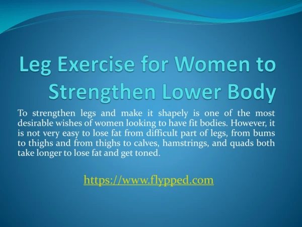 Leg Exercise for Women to Strengthen Lower Body
