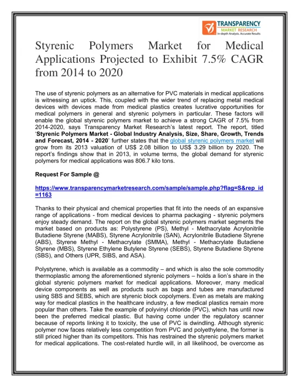 styrenic applications projected to exhibit