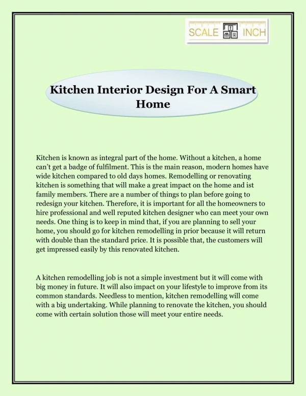 Kitchen Interior Design For A Smart Home