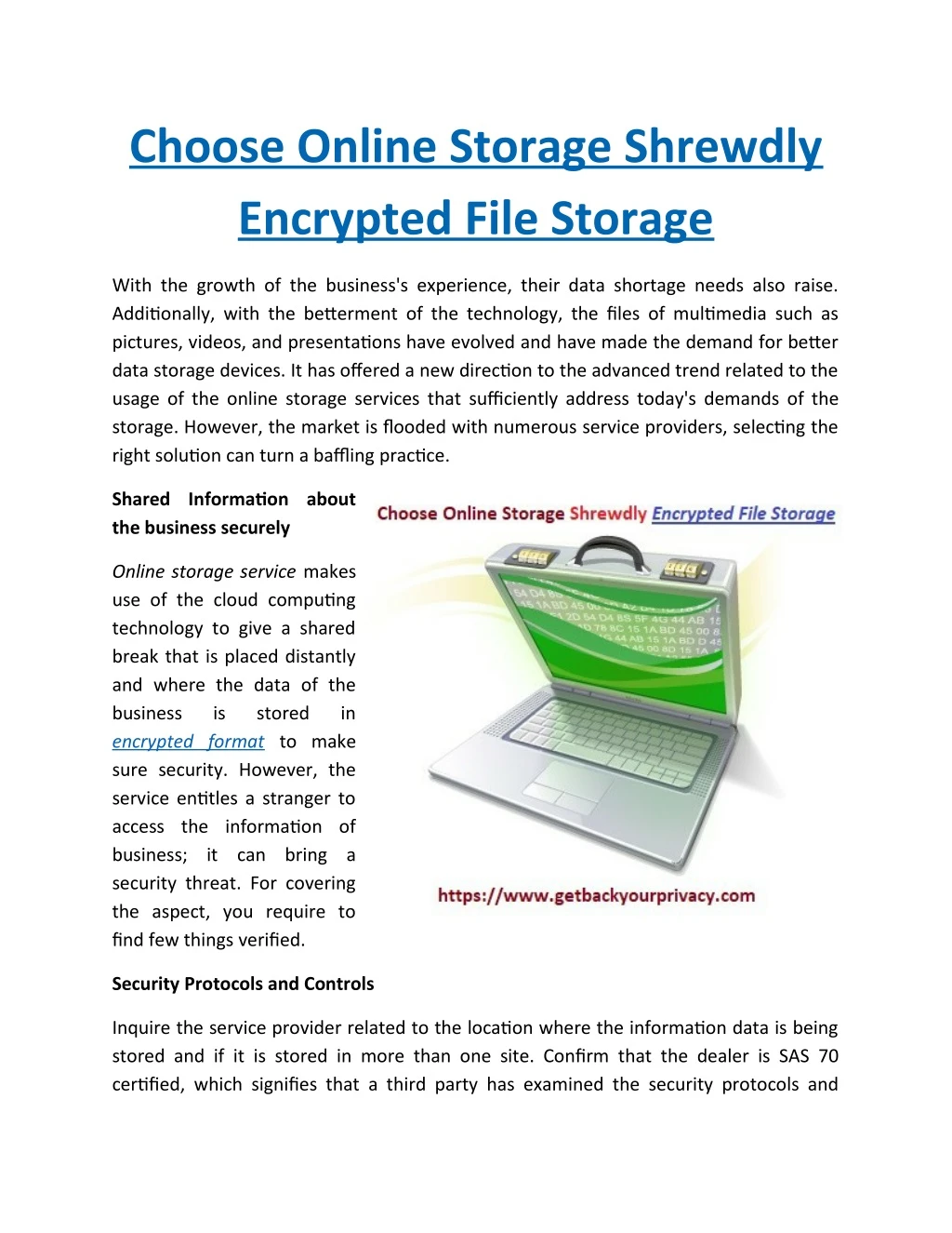 choose online storage shrewdly encrypted file