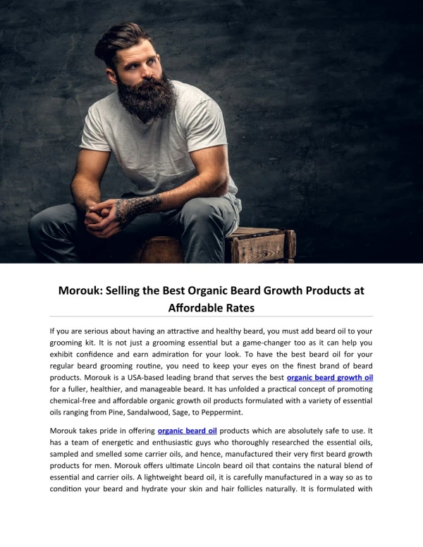 Morouk: Selling the Best Organic Beard Growth Products at Affordable Rates