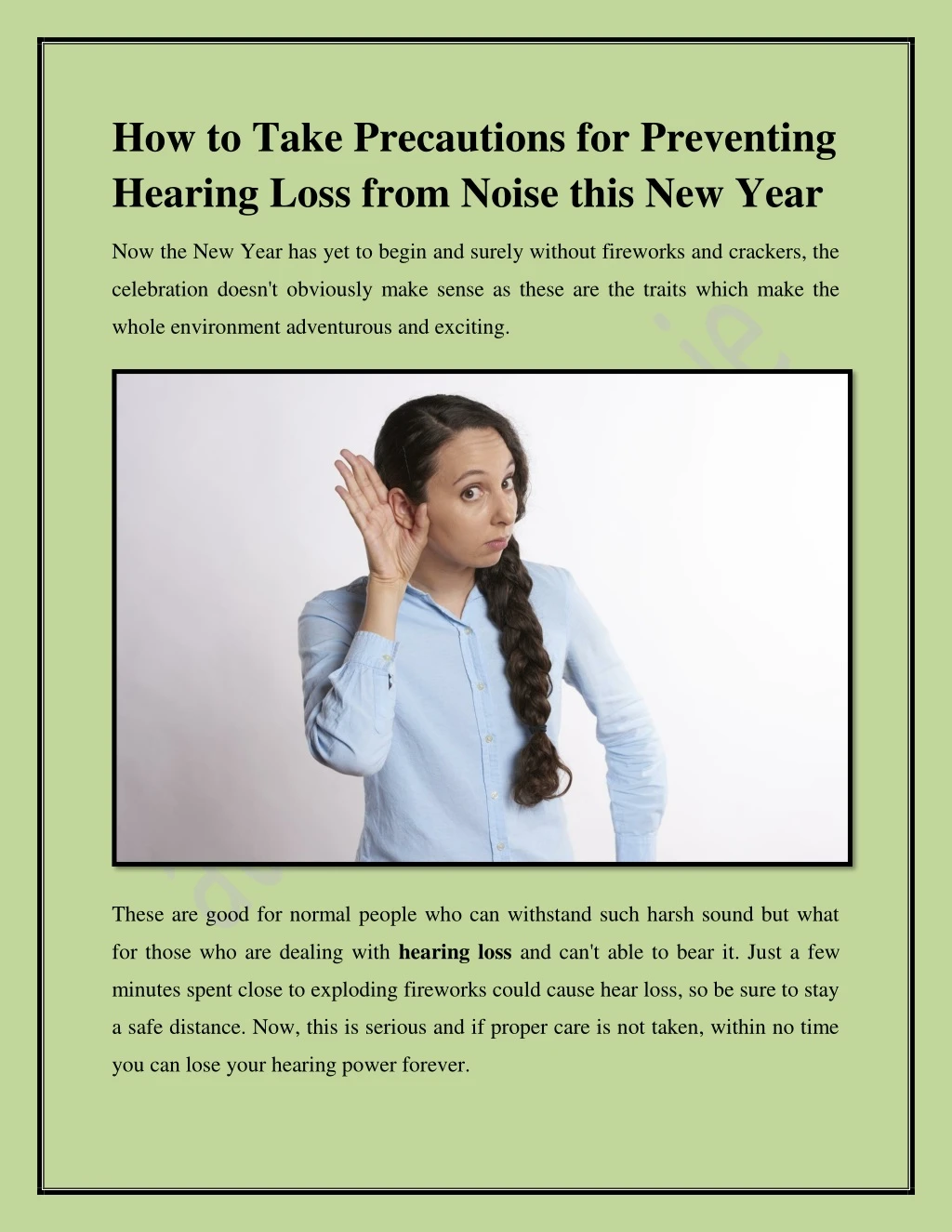 how to take precautions for preventing hearing