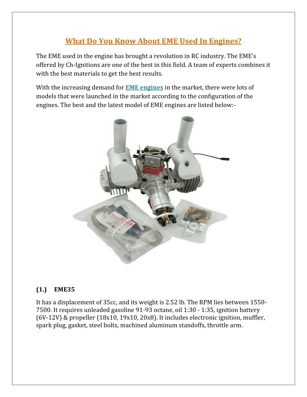 what do you know about eme used in engines