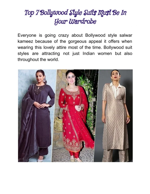 top 7 bollywood style suits must be in your