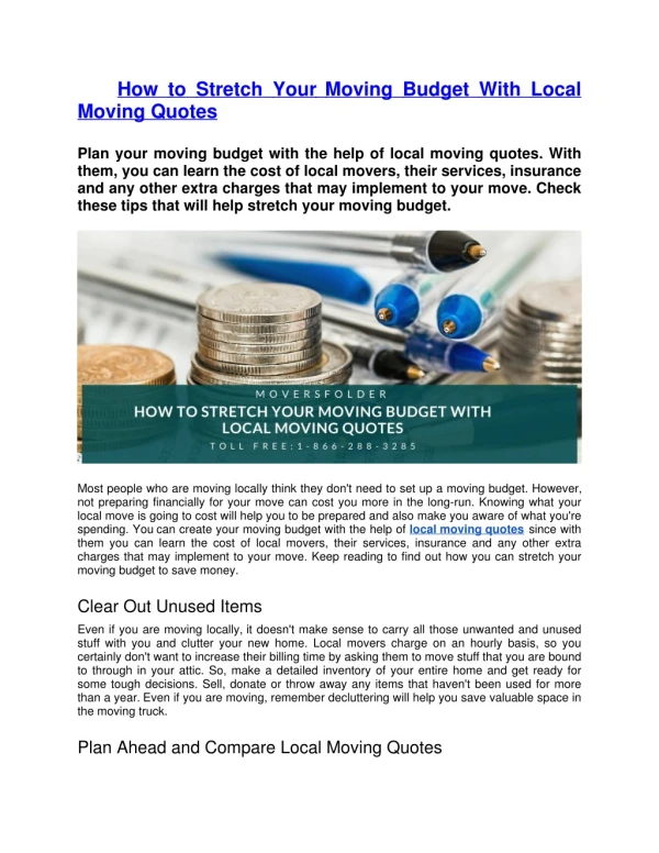 how to stretch your moving budget with local