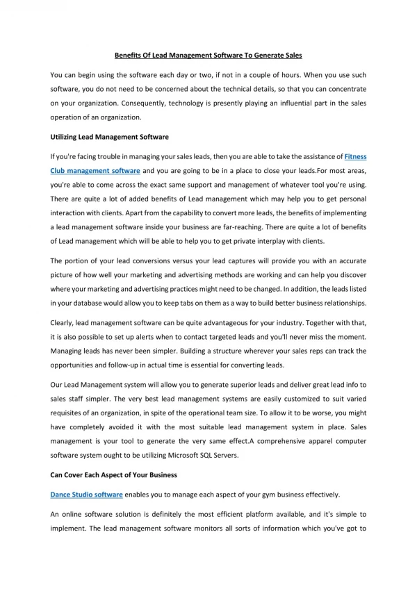 benefits of lead management software to generate