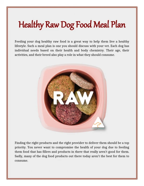 Healthy Raw Dog Food Meal Plan
