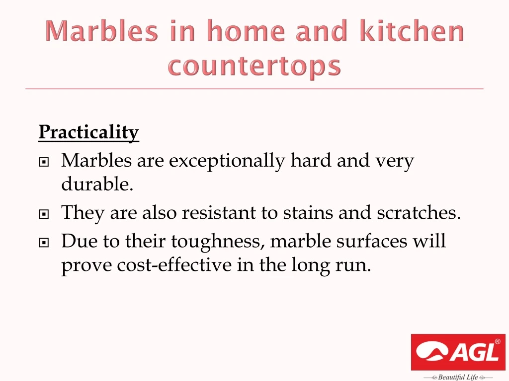 marbles in home and kitchen countertops