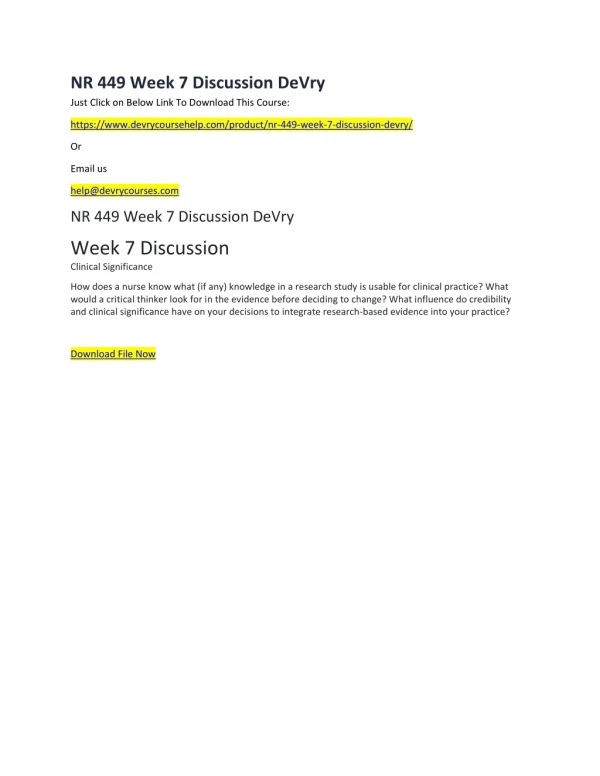 nr 449 week 7 discussion devry just click