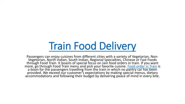 Food Delivery In Trains