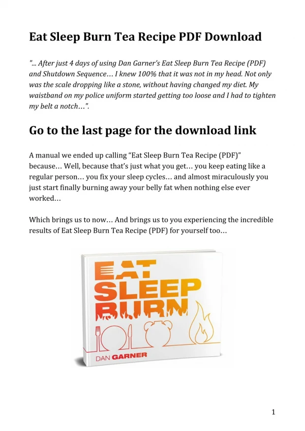 Eat Sleep Burn Tea Recipe PDF Download