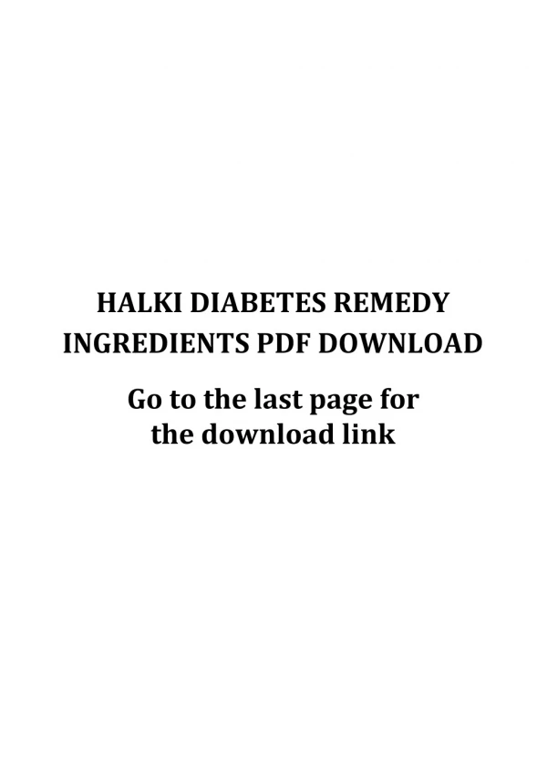 Halki Diabetes Remedy Ingredients PDF Download