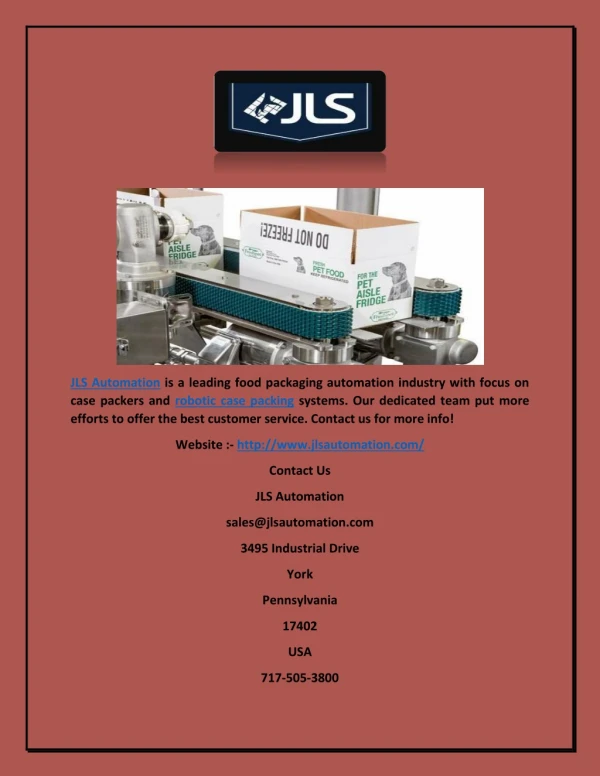 jls automation is a leading food packaging