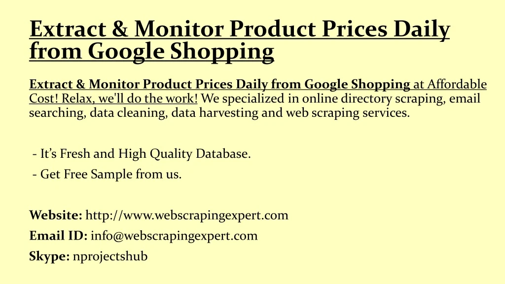 extract monitor product prices daily from google shopping