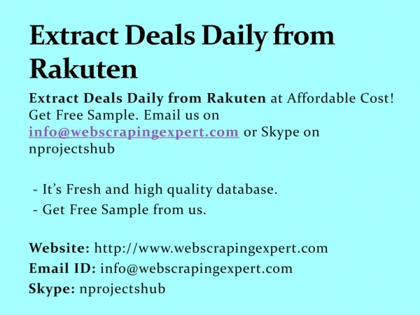 extract deals daily from rakuten