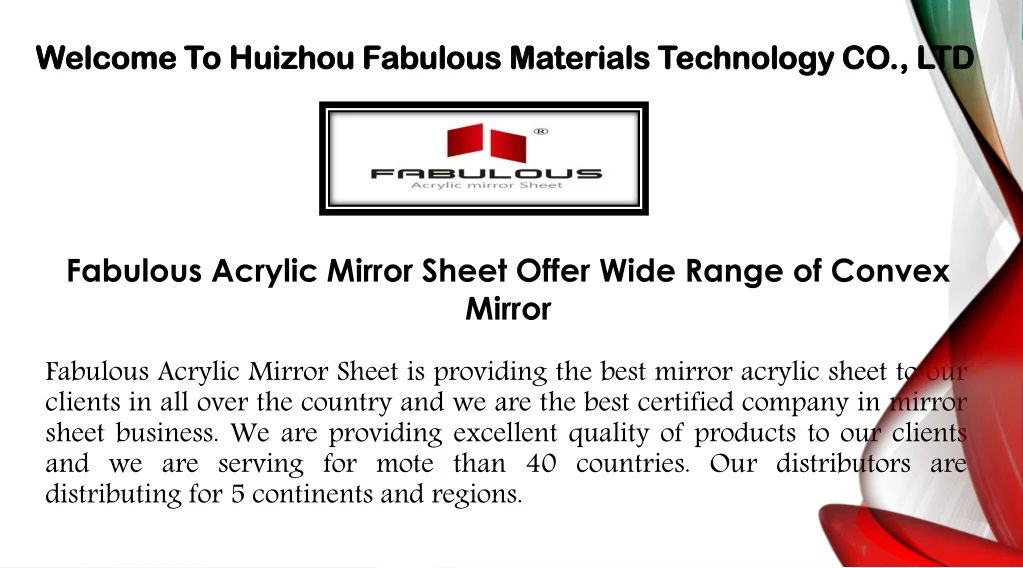 welcome to huizhou fabulous materials technology