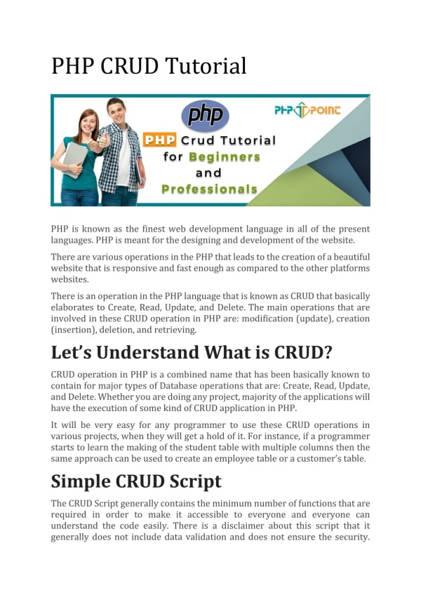 php crud tutorial