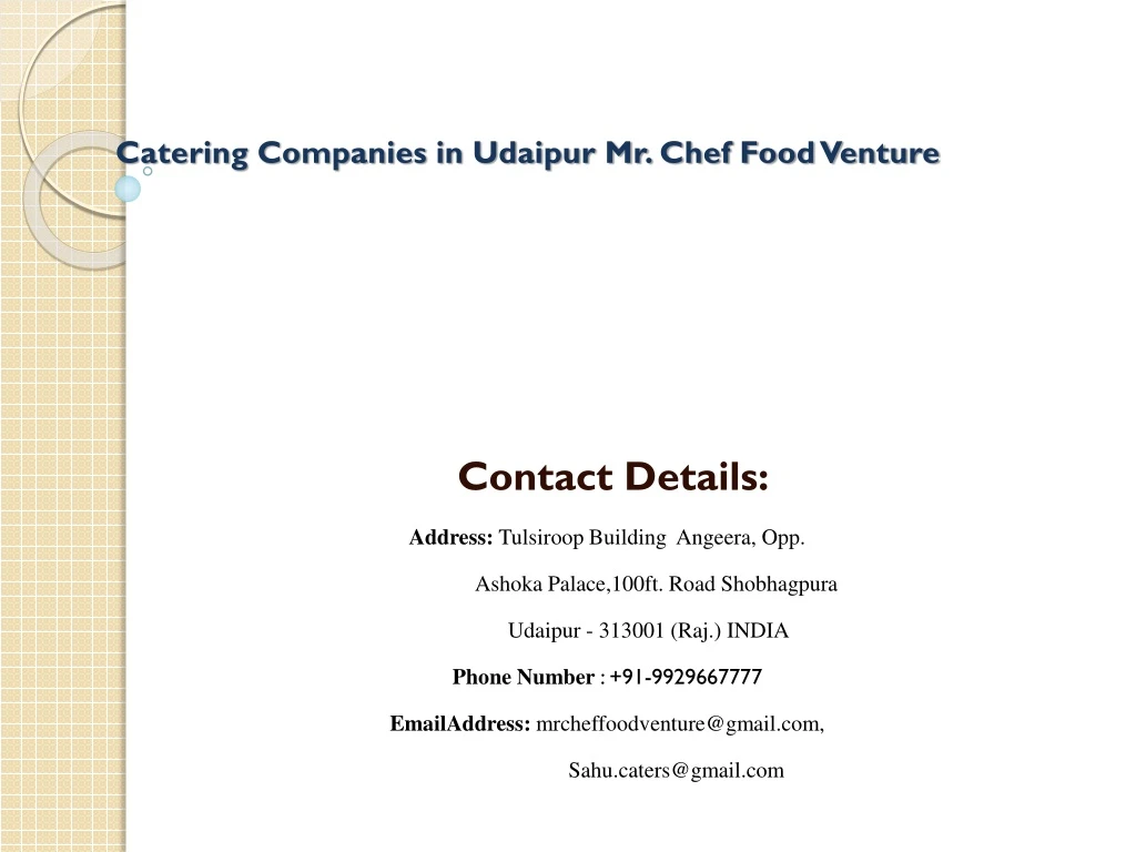 catering companies in udaipur mr chef food venture