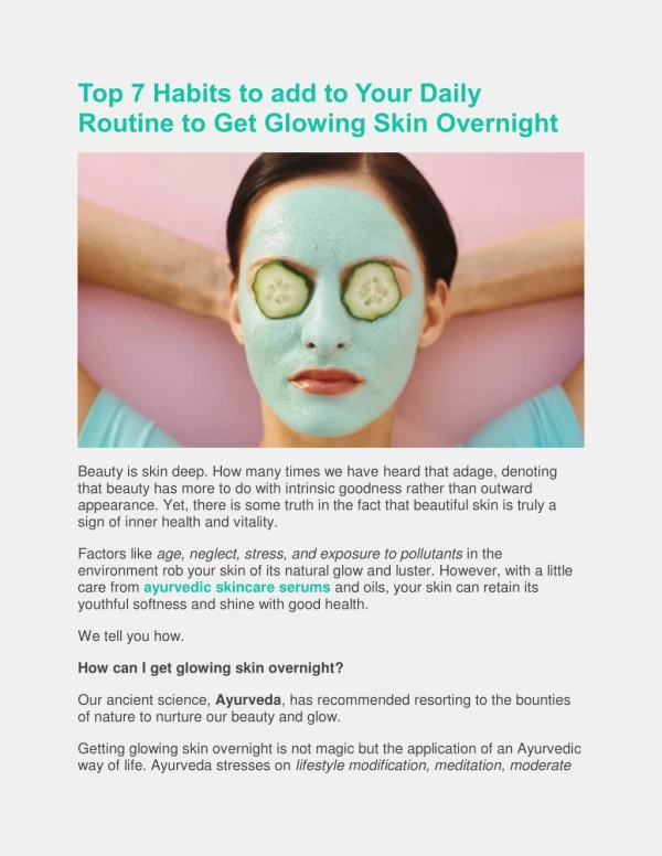 Top 7 Habits to add to Your Daily Routine to Get Glowing Skin Overnight