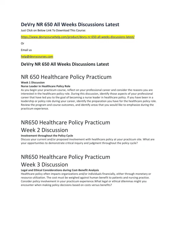 devry nr 650 all weeks discussions latest just
