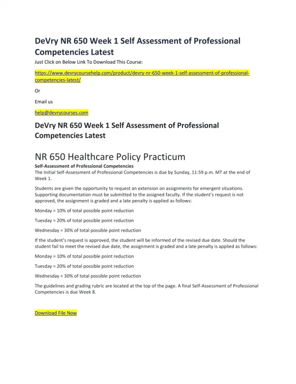 devry nr 650 week 1 self assessment