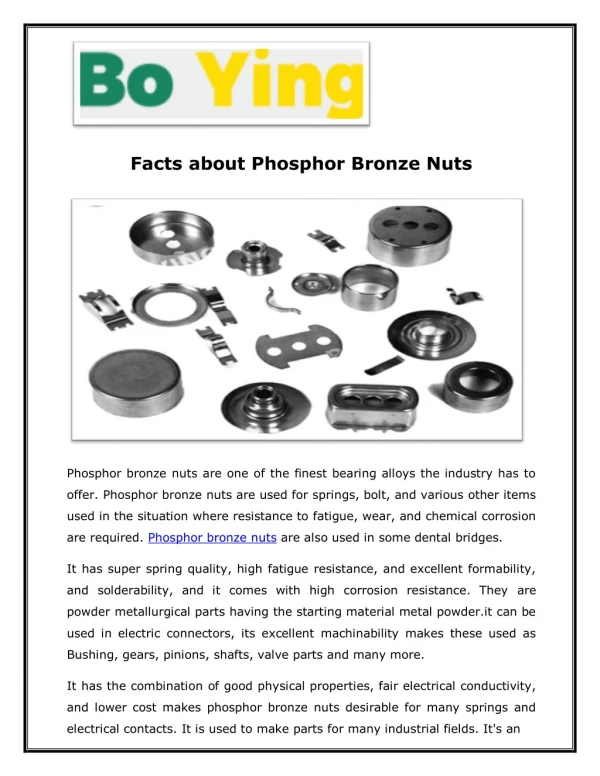Facts about Phosphor Bronze Nuts
